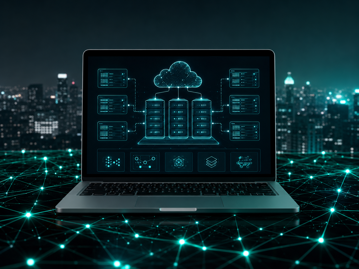 Server racks and data pipelines schematic